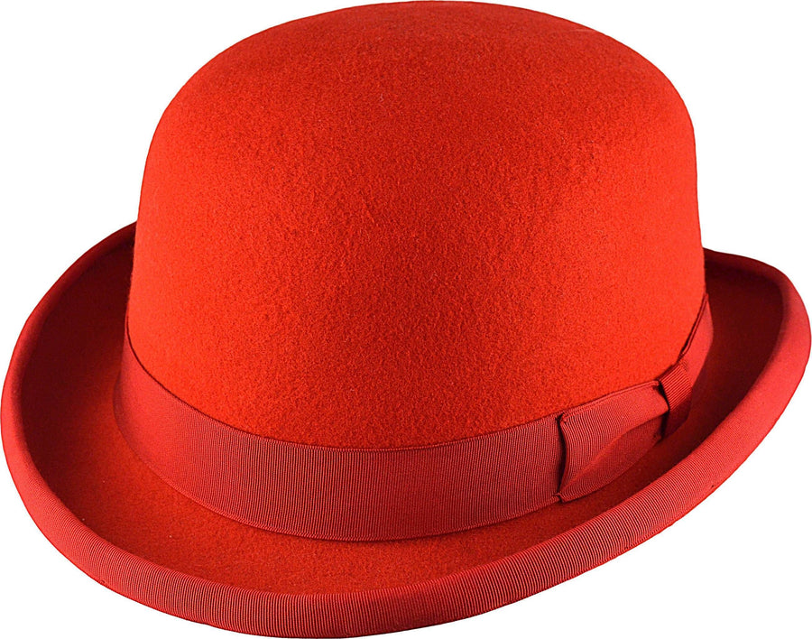 Bowler Hat i Uldfilt – Edmund i rød – bowler hat set forfra