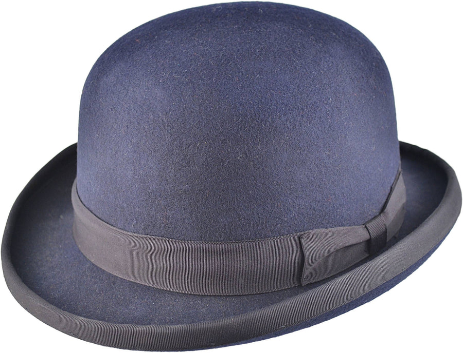 Bowler Hat i Uldfilt – Edmund i marineblå – bowler hat set forfra