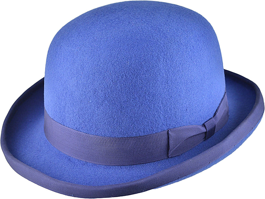 Bowler Hat i Uldfilt – Edmund i blå – bowler hat set forfra