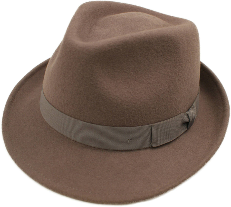 Trilby Hat i Uldfilt – Hansi i brun – trilby hat set forfra