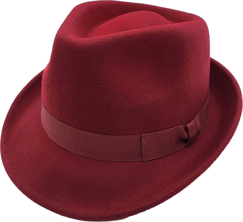 Trilby Hat i Uldfilt – Hansi i bordeaux – trilby hat set forfra