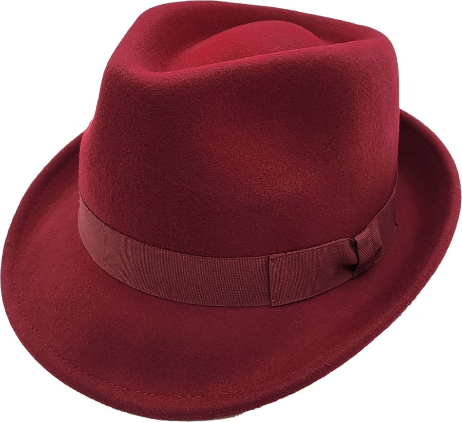 Trilby Hat i Uldfilt – Hansi i bordeaux – trilby hat set forfra