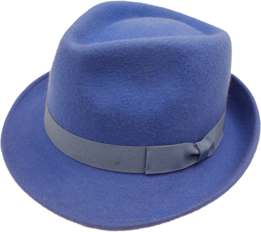 Trilby Hat i Uldfilt – Hansi i kongeblå – trilby hat set forfra