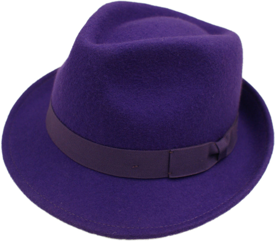 Trilby Hat i Uldfilt – Hansi i blommefarvet – trilby hat set forfra