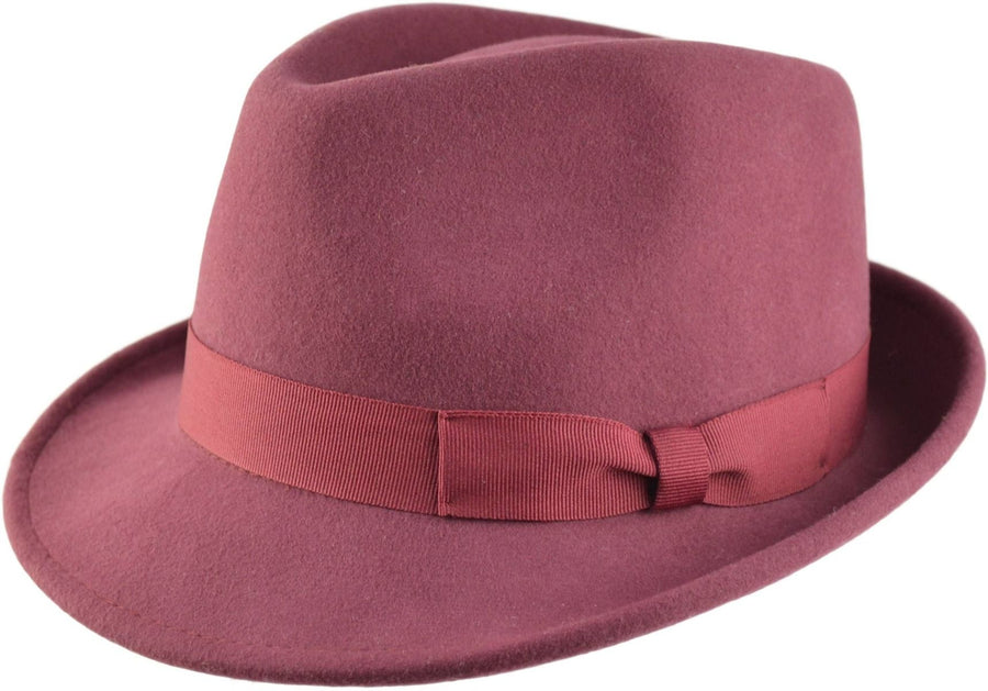 Trilby Hat i Uldfilt – Hansi i lilla – trilby hat set forfra