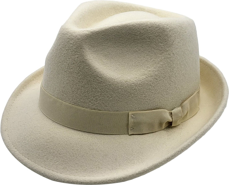 Trilby Hat i Uldfilt – Hansi i hvid – trilby hat set forfra