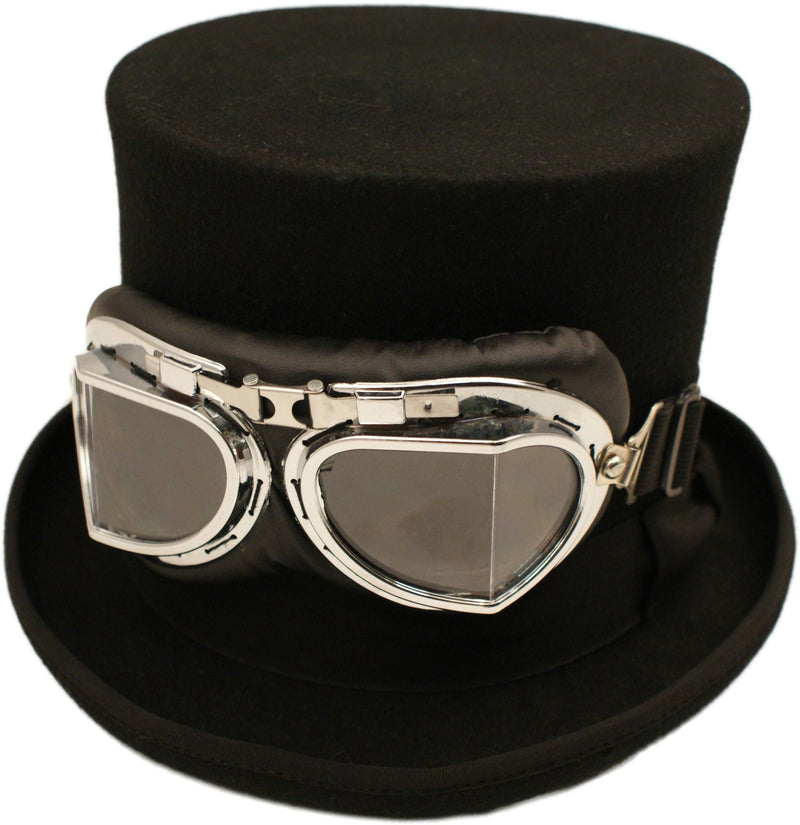 Steampunk Høj Hat med Goggles – Bristol – høj hat set forfra