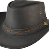 Cowboyhat i Læder – Earp i sort – cowboyhat set forfra