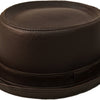 Pork Pie Hat i Kunstlæder – Sam i sort – pork pie hat set forfra
