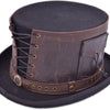 Steampunk Høj Hat med Læderstrop – Oxford – høj hat set forfra