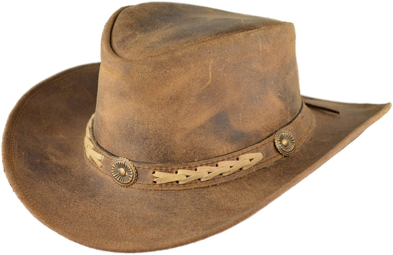 Cowboyhat i Læder – Cody i lysbrun – cowboyhat set fra siden