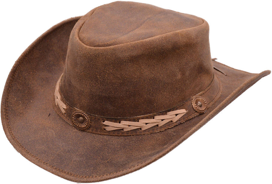 Cowboyhat i Læder – Cody – cowboyhat set fra siden