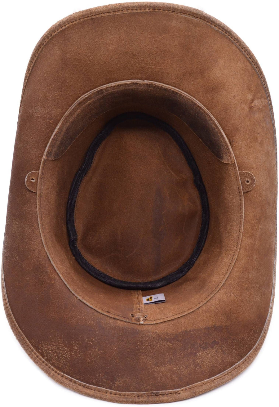 Cowboyhat i Læder – Cody – cowboyhat set fra siden