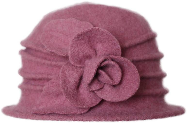 Clochehat i Uld – Ella i pink – damehat set fra siden