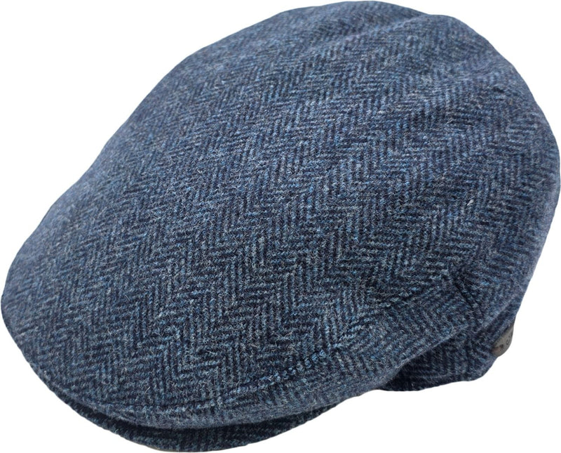 Sixpence i uld med sildebensmønster i blå - set forfra