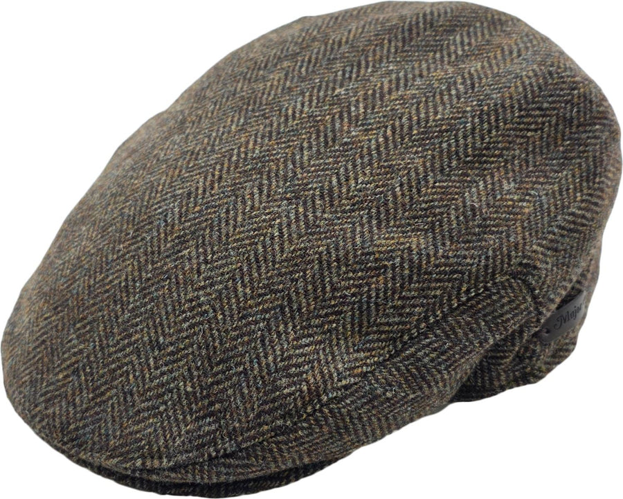 Sixpence i uld med sildebensmønster i olivengrøn - set forfra