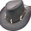 Cowboyhat i Læder – Beau i sort – cowboyhat set fra siden