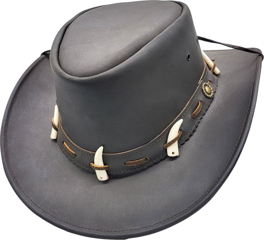 Cowboyhat i Læder – Beau i sort – cowboyhat set fra siden