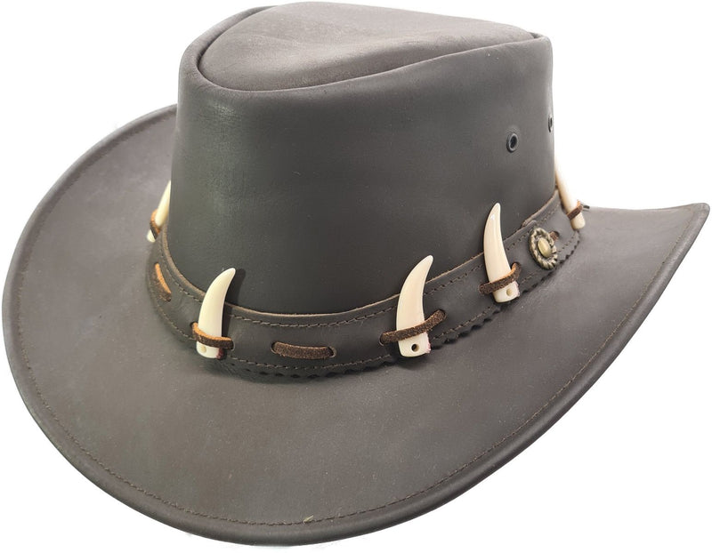 Cowboyhat i Læder – Beau i brun – cowboyhat set forfra