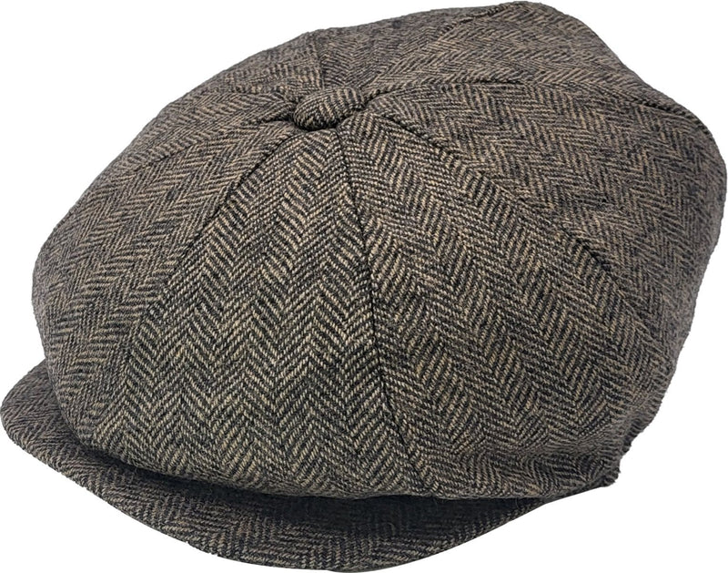 Newsboy Kasket i Uld – Pete i brun – newsboy kasket set forfra