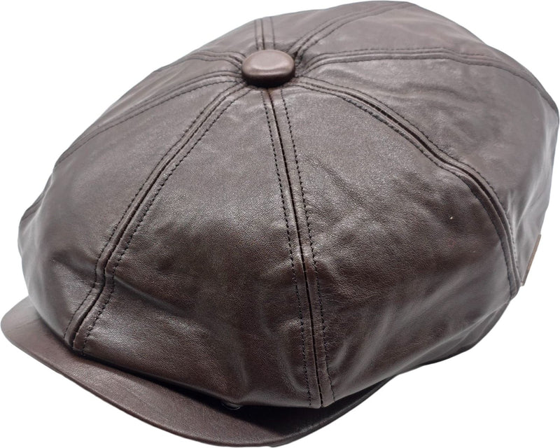 Newsboy Kasket i Ægte læder – Brian – newsboy kasket set forfra