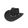 Cowboyhat i Uldfilt med conchos – Jesse James i sort – cowboyhat set forfra
