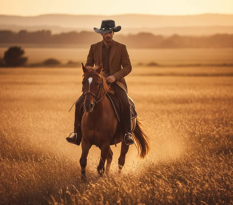 Cowboyhat i Læder – Clint livsstil – cowboyhat båret af model