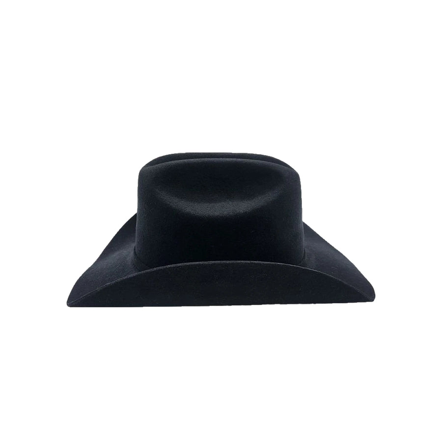 Cowboyhat i stiv uldfilt i sort set forfra