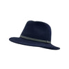 Fedora Hat i Uldfilt — Argentina Amigo i marineblå – fedora hat set fra siden