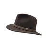 Fedora Hat med Læderbånd — Classica i brun – fedora hat set skråt forfra