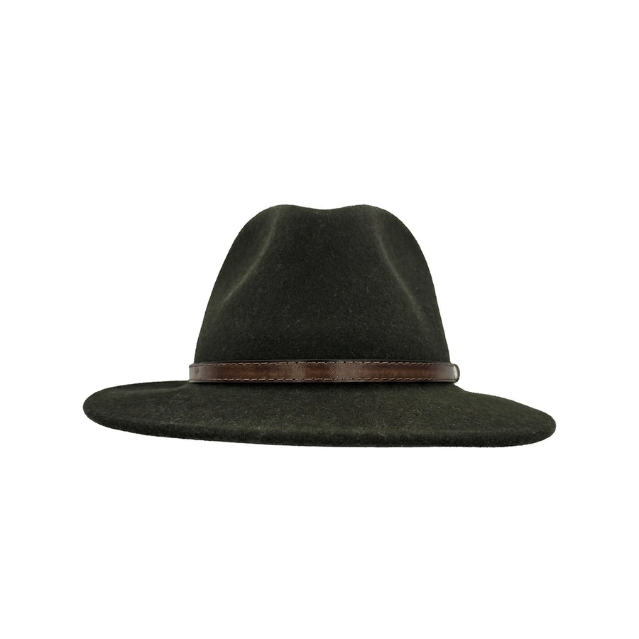 Fedora Hat i Uldfilt – Italia i jagtgrøn – fedora hat set forfra