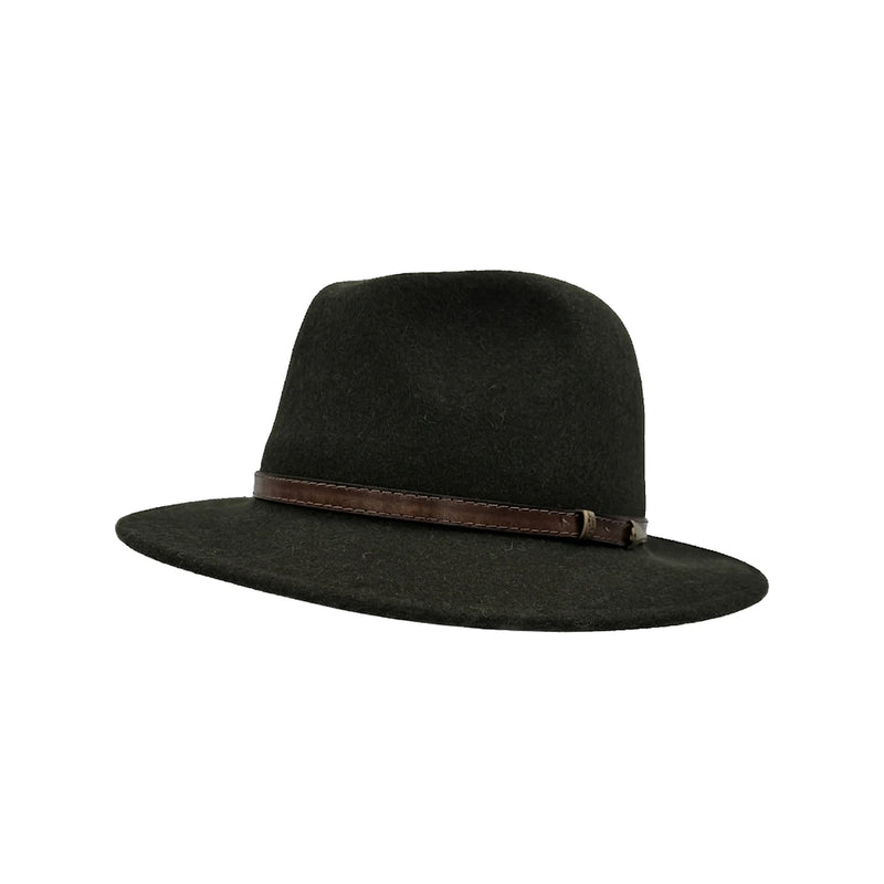 Fedora Hat i Uldfilt – Italia i jagtgrøn – fedora hat set skråt forfra