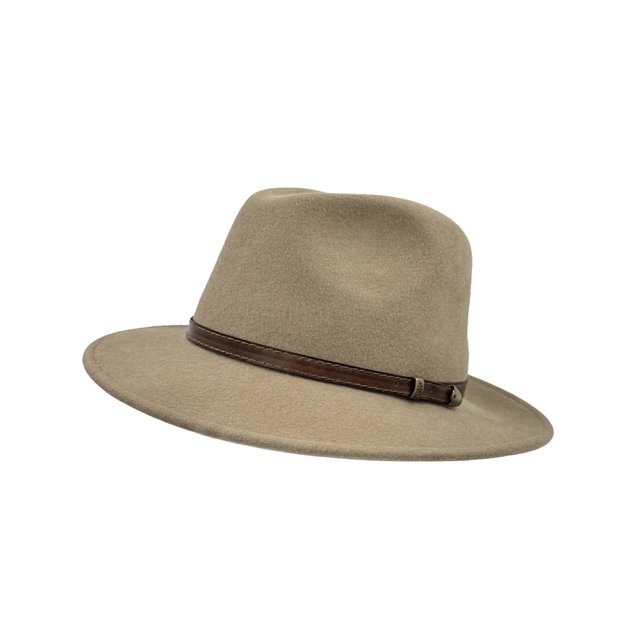 Fedora Hat i Uldfilt – Italia i lys beige – fedora hat set fra siden