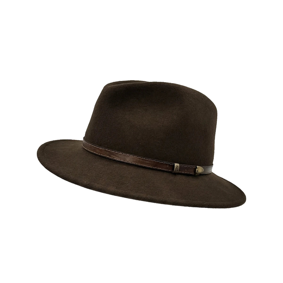 Fedora Hat i Uldfilt – Italia i brun – fedora hat set skråt forfra