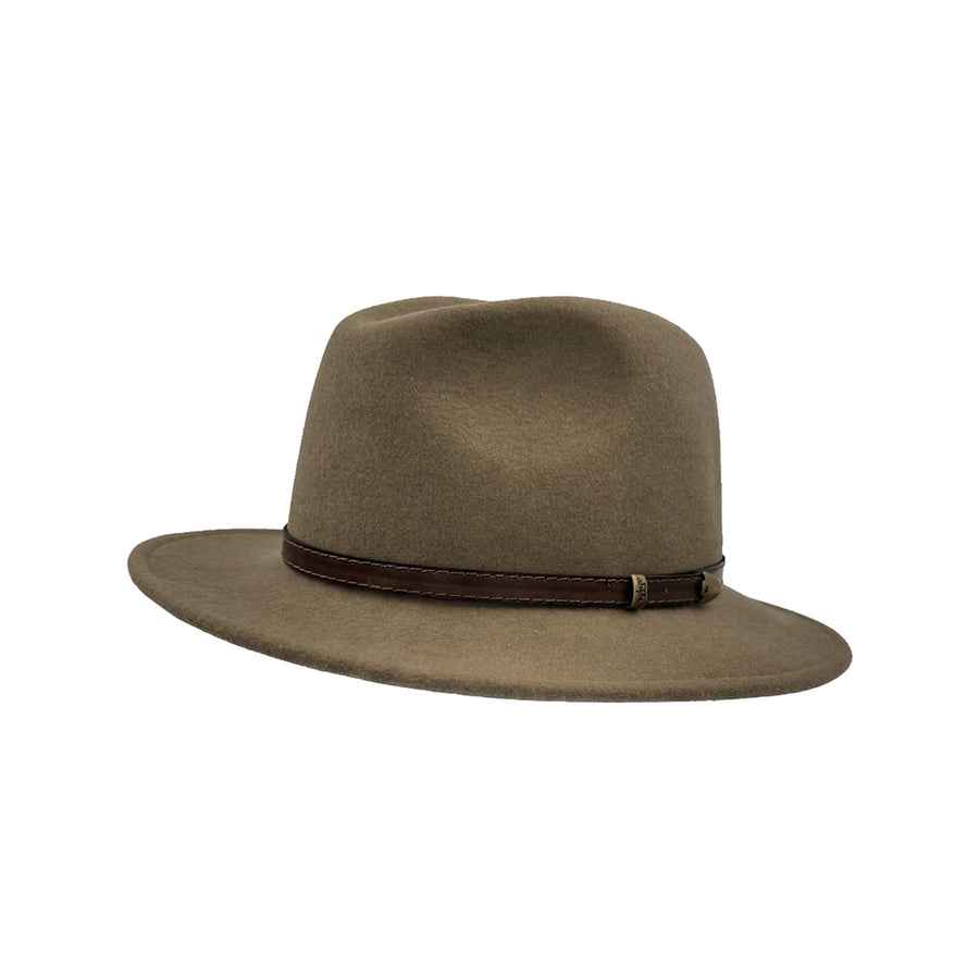 Fedora Hat i Uldfilt – Italia i mørk beige – fedora hat set forfra