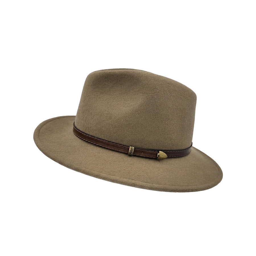 Fedora Hat i Uldfilt – Italia i mørk beige – fedora hat set fra siden