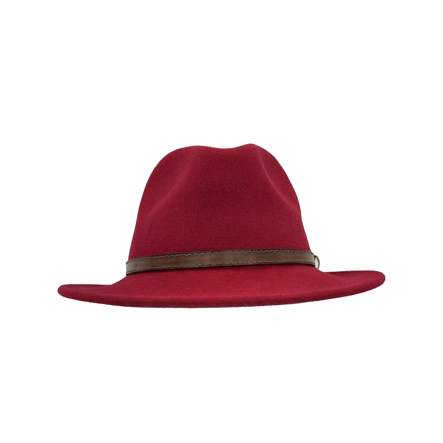 Fedora Hat i Uldfilt – Italia i rød – fedora hat set forfra