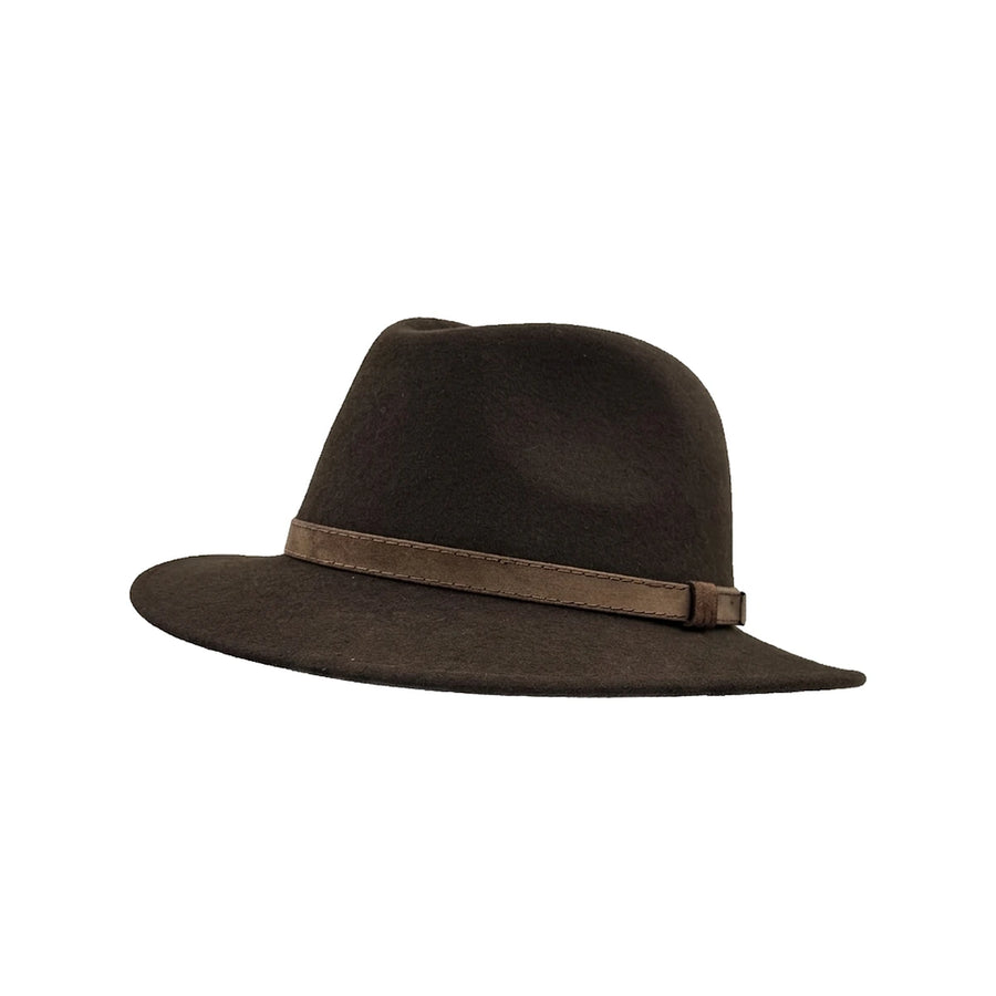 Fedora Hat i Uldfilt — Argentina Julio i brun – fedora hat set fra siden