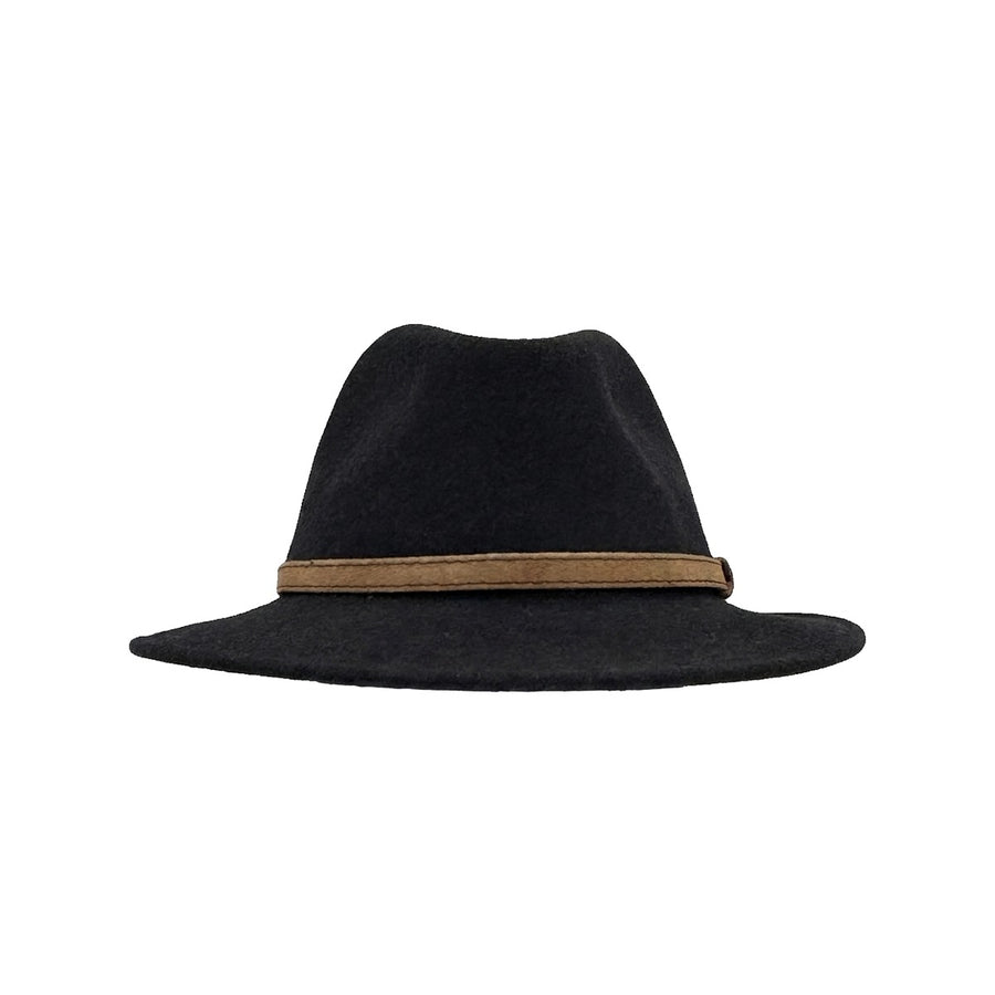 Fedora Hat med Læderbånd — Argentina Matador i antracit grå – fedora hat set forfra