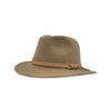 Fedora Hat med Læderbånd — Argentina Matador i camel – fedora hat set fra siden