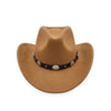 Cowboyhat i Uldfilt med conchos – Jesse James i camel – cowboyhat set forfra