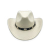 Cowboyhat i Uldfilt med conchos – Jesse James i hvid – cowboyhat set forfra