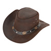 Cowboyhat i Læder – Wayne i brun – cowboyhat set forfra