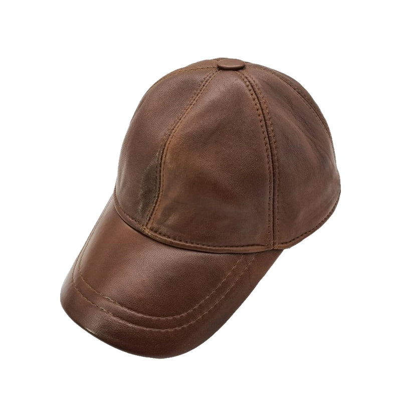 Baseballcap i Ægte læder – Denver i brun – baseballcap set fra siden