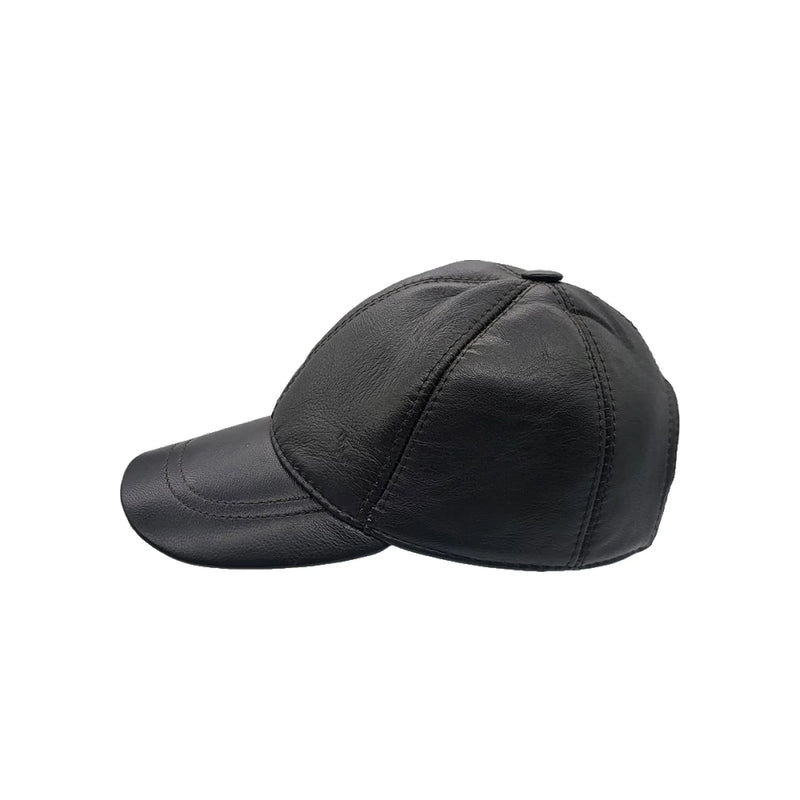 Baseballcap i Ægte læder – Denver i sort – baseballcap set forfra