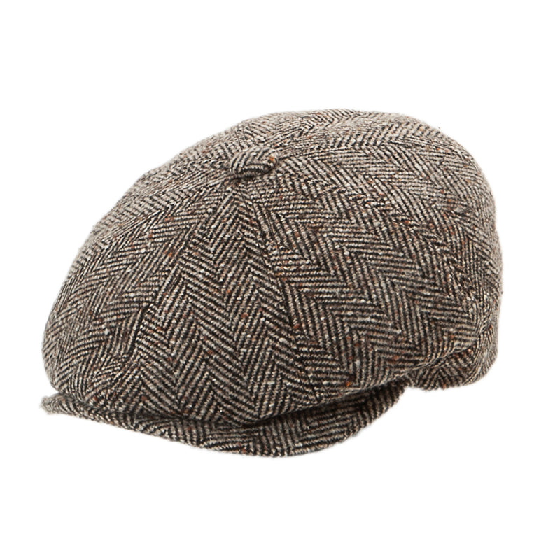Newsboy Kasket i Brun uldblanding – Mike – newsboy kasket set forfra