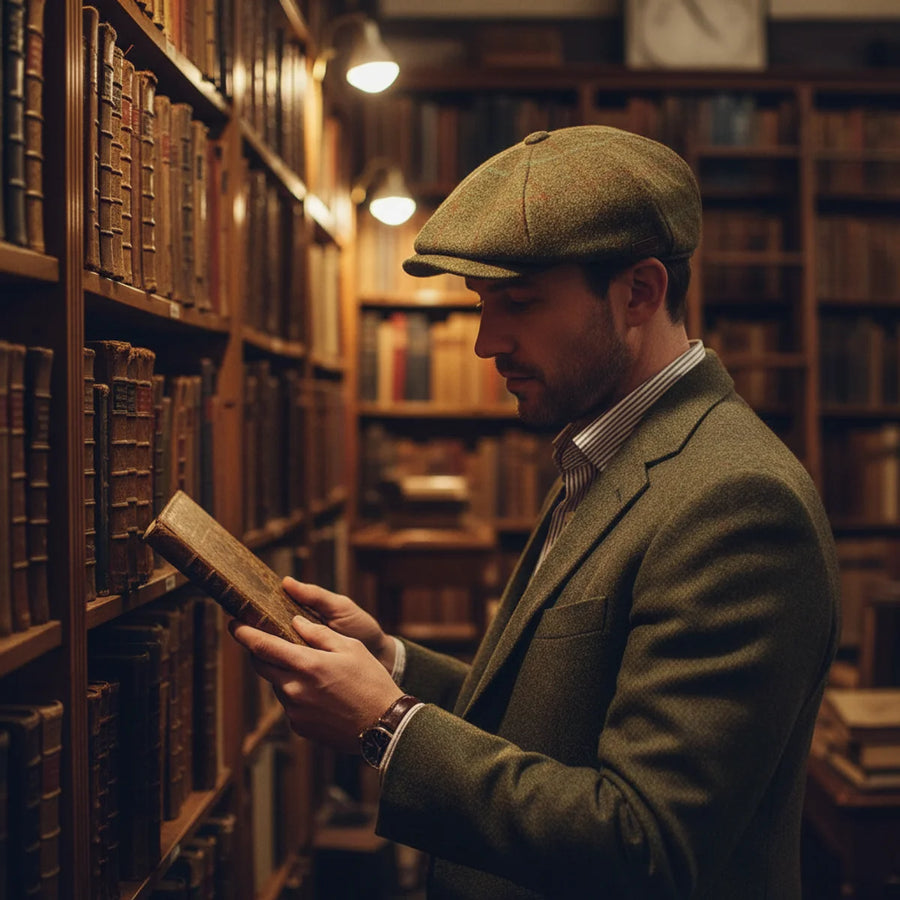 Newsboy Kasket i Tweed – Harry livsstil – newsboy kasket båret af model