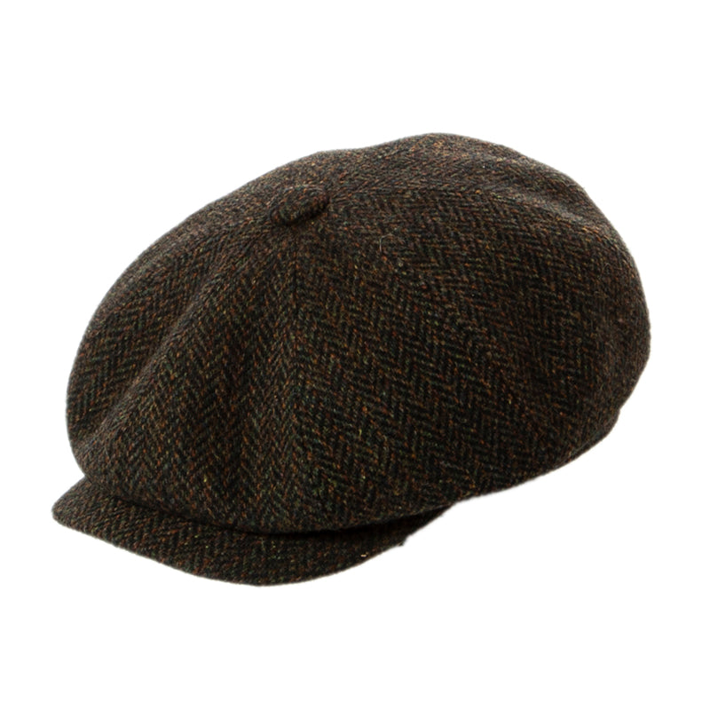 Newsboy Kasket i Uldblanding – Johnny i olivengrøn – newsboy kasket set forfra