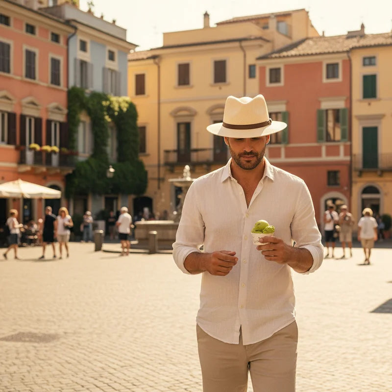 Panama hat klassisk - livsstilsbillede fra sommerdag