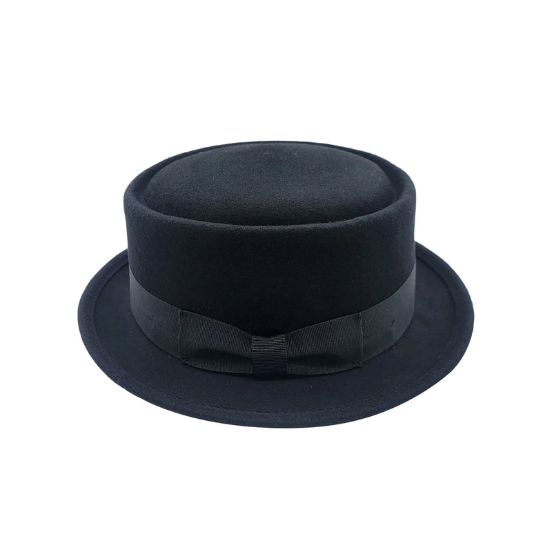 Pork Pie Hat i Uldfilt – Leonard i sort – set fra siden